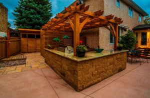 Kitchen Pergola | Pool Change Room | B. Rocke Landscaping | Winnipeg, Manitoba